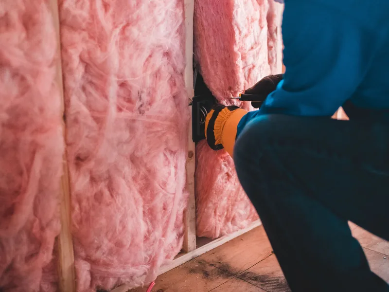 Pose d'un isolant sur paroi et plafond